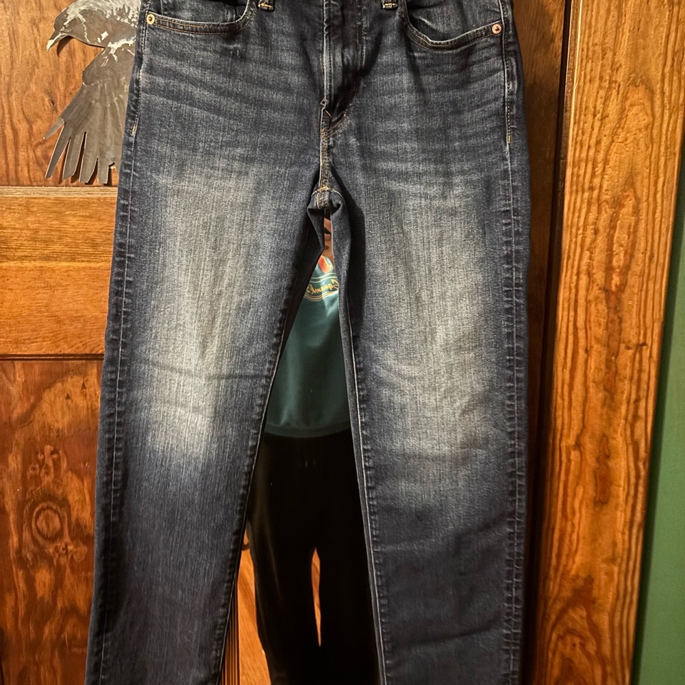 American Eagle Outfitters Men's Faded Dark Blue Slim Straight Jeans